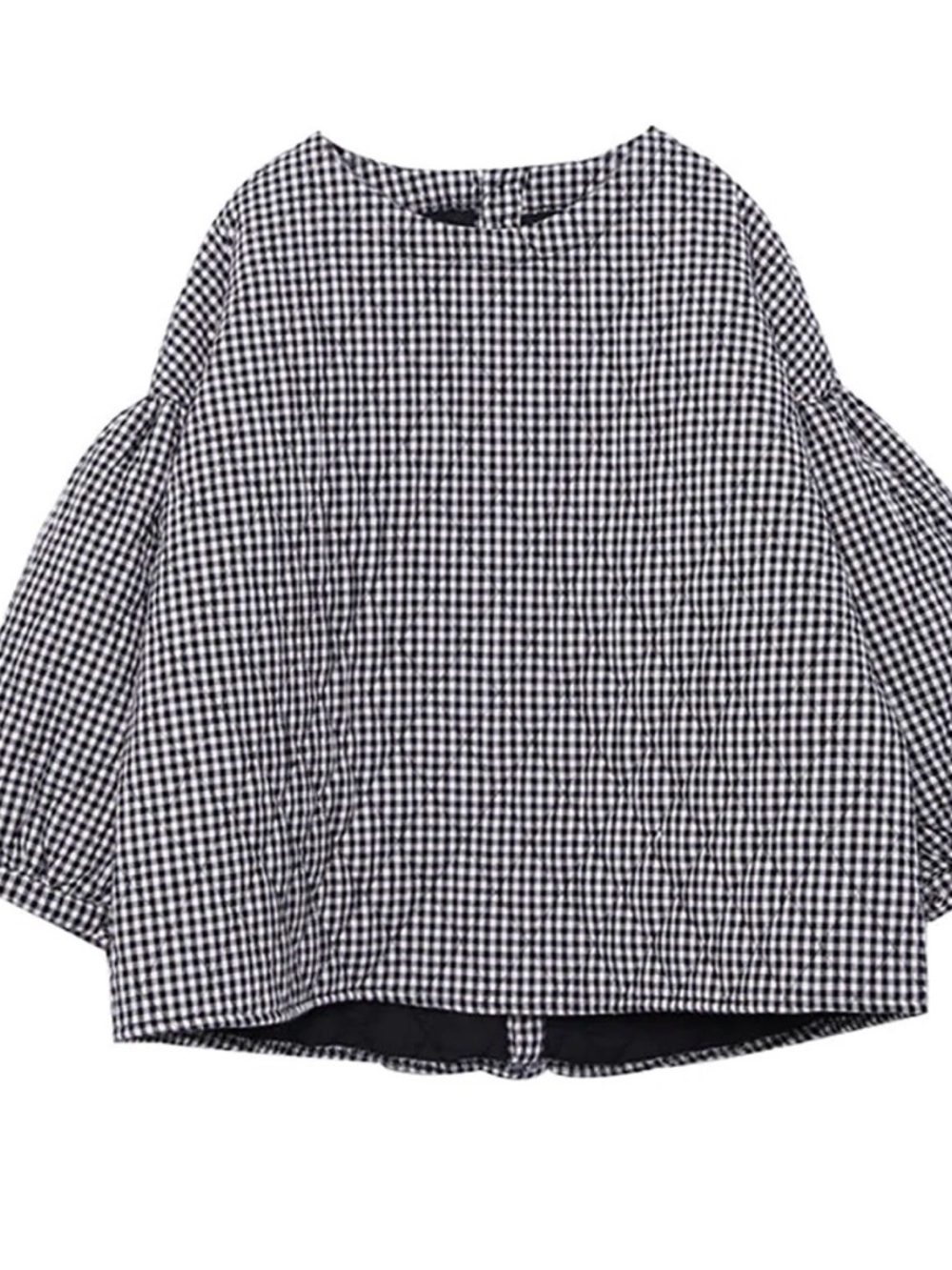 Buykud Plus Size Plaid Loose Blouse - 3/4 Sleeve Quilted Top - Picture 5 of 9